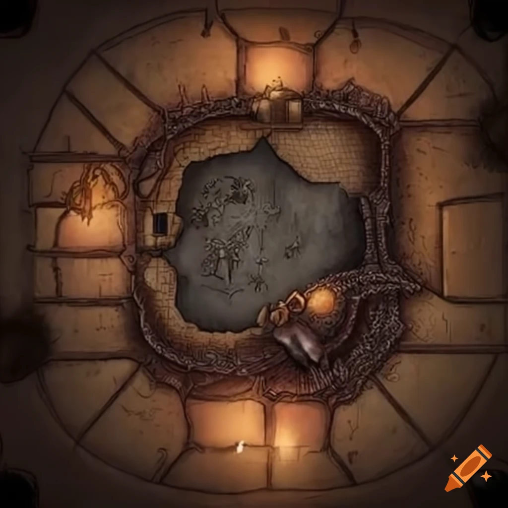Dungeons and Dragons battlemap of a desecrated chamber for dark rituals