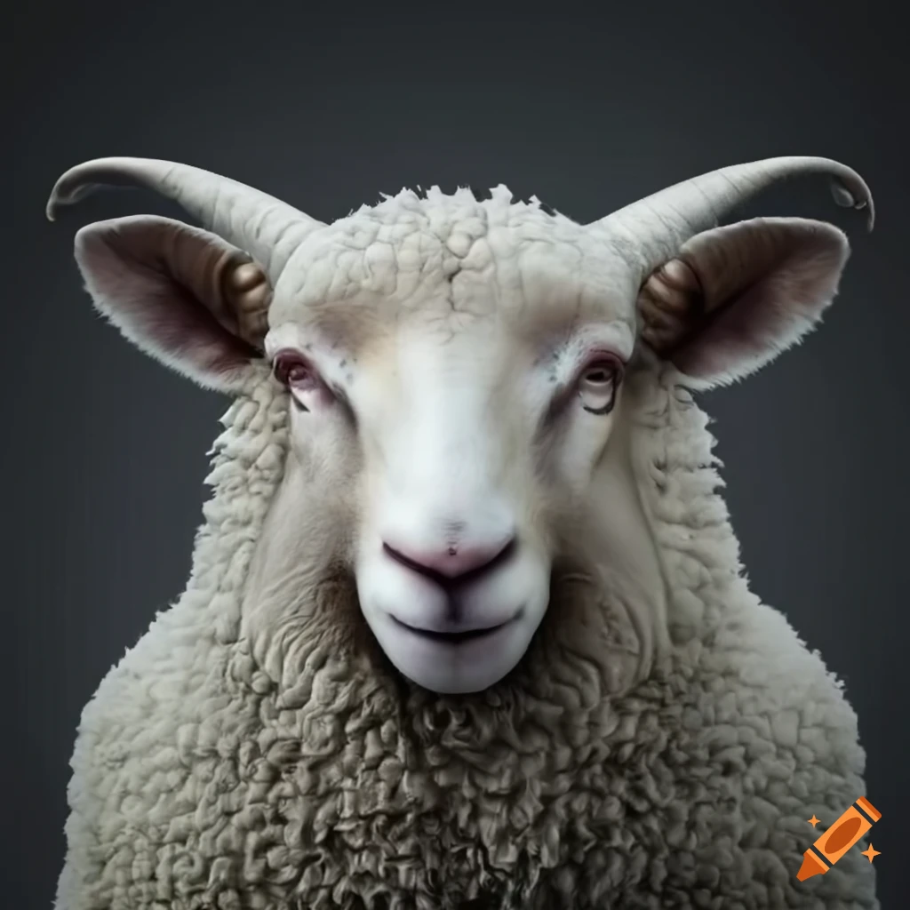 Realistic front face of a sheep