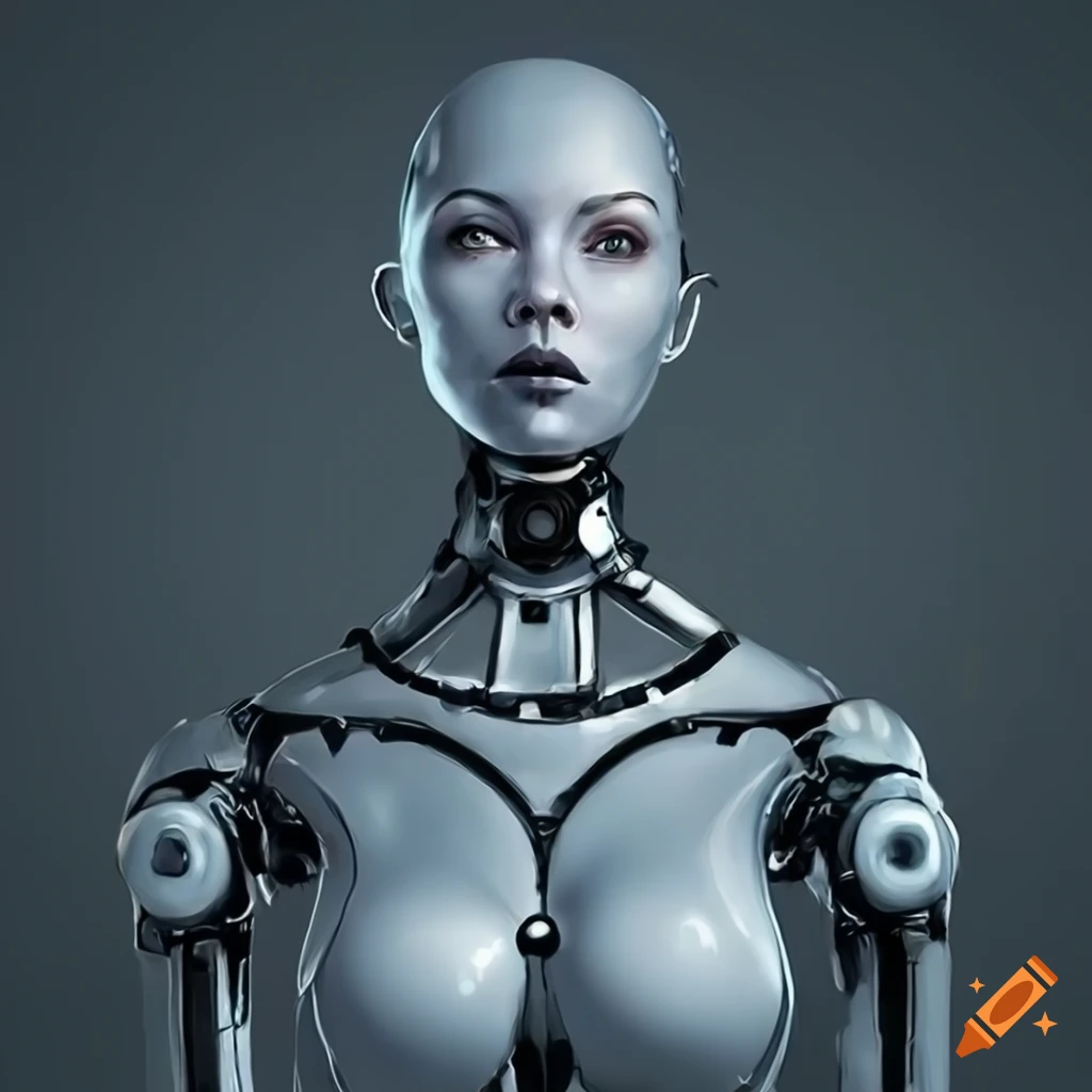 Stunning 16:9 female robot wallpaper