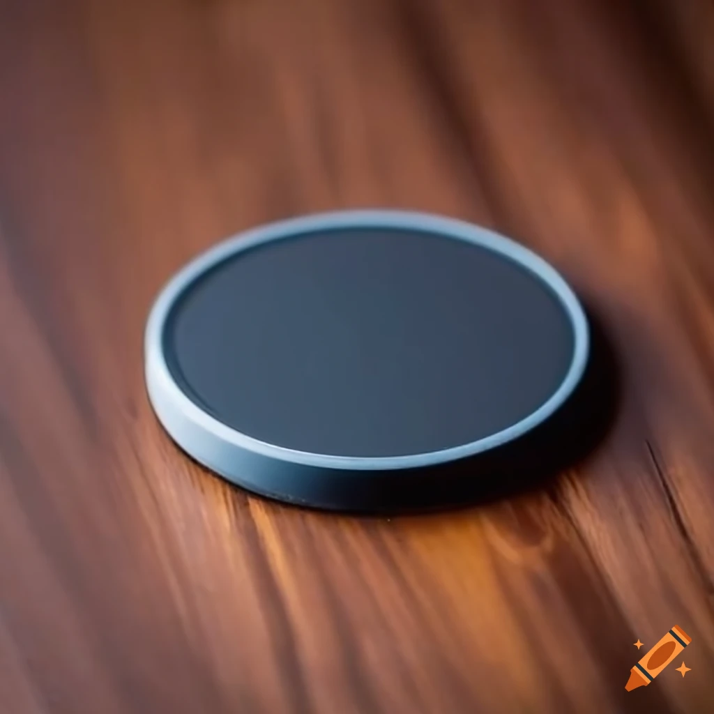 Plastic coaster on wooden table