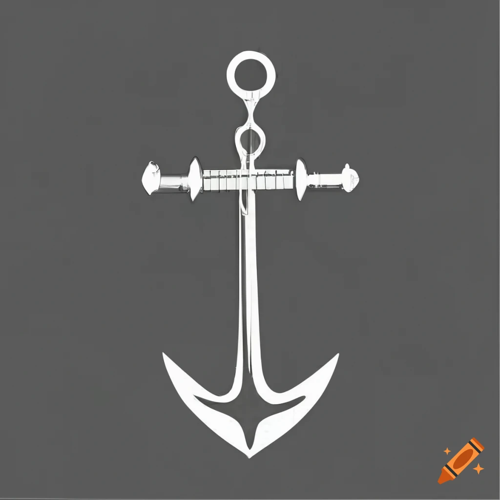 2D anchor guitar logo design