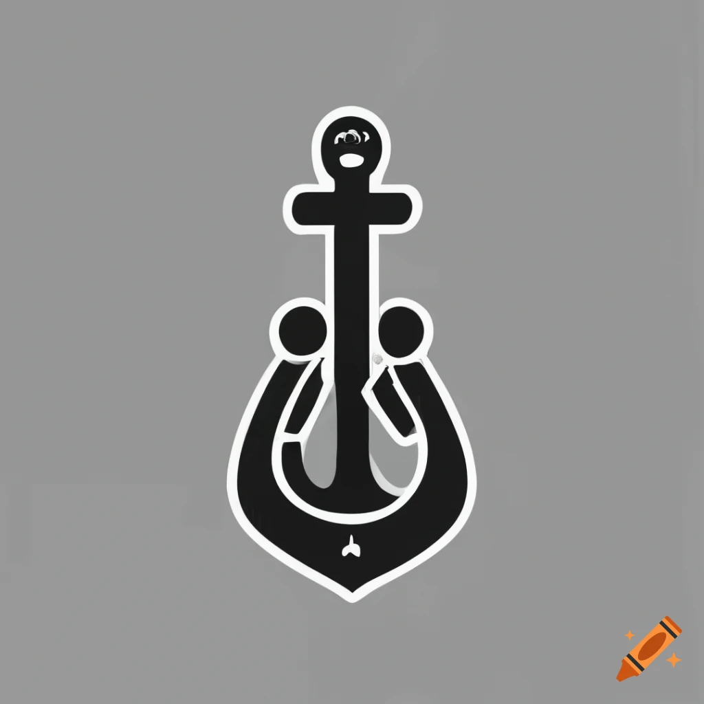 2D anchor guitar logo design