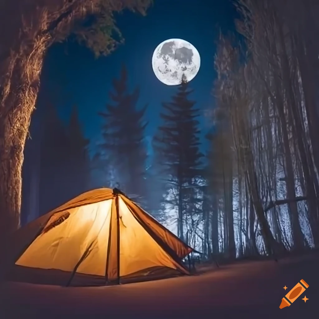 Werewolves camping in the moonlight shadow