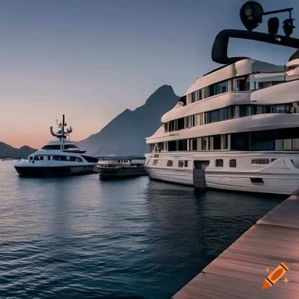 Luxurious yachts at a dock