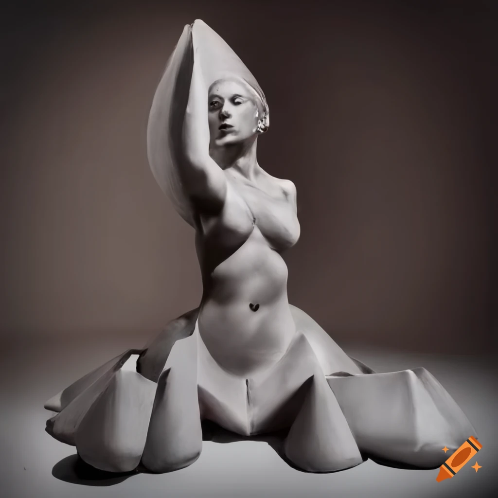 Animated molten iron goddess sculpture in steel and concrete