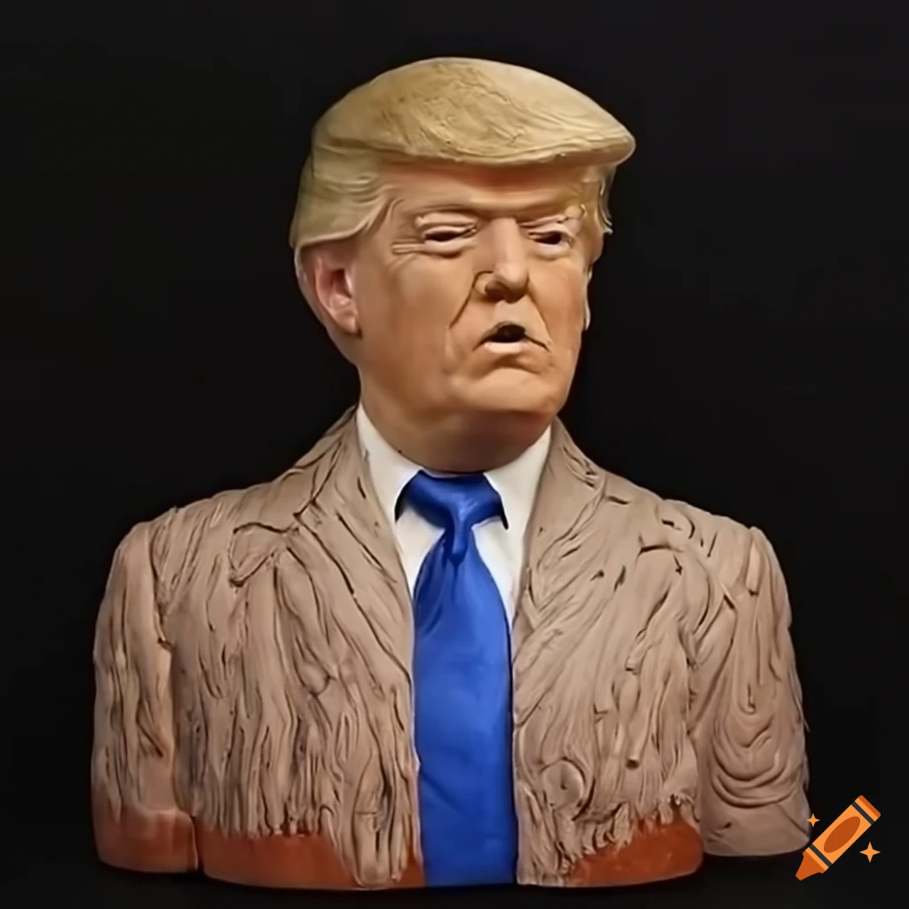 Intricately crafted clay pottery sculpture of a political figure