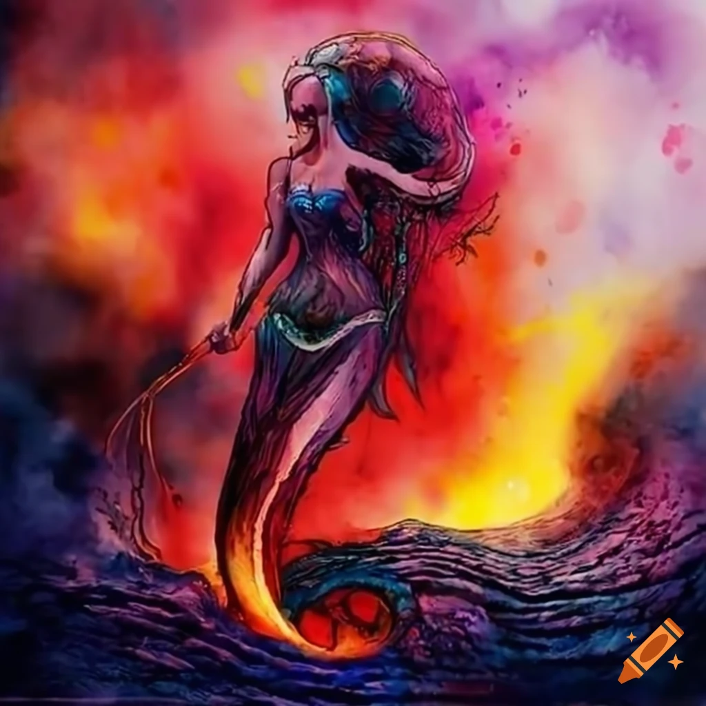 Valkyrie created from crashing lava waves