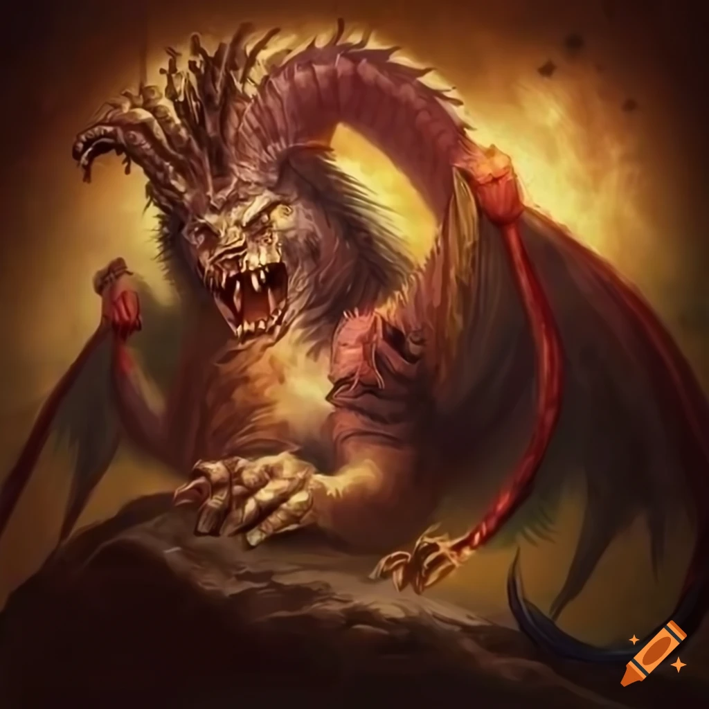 Mythical chimera in an Inca tomb depicted in fantasy art