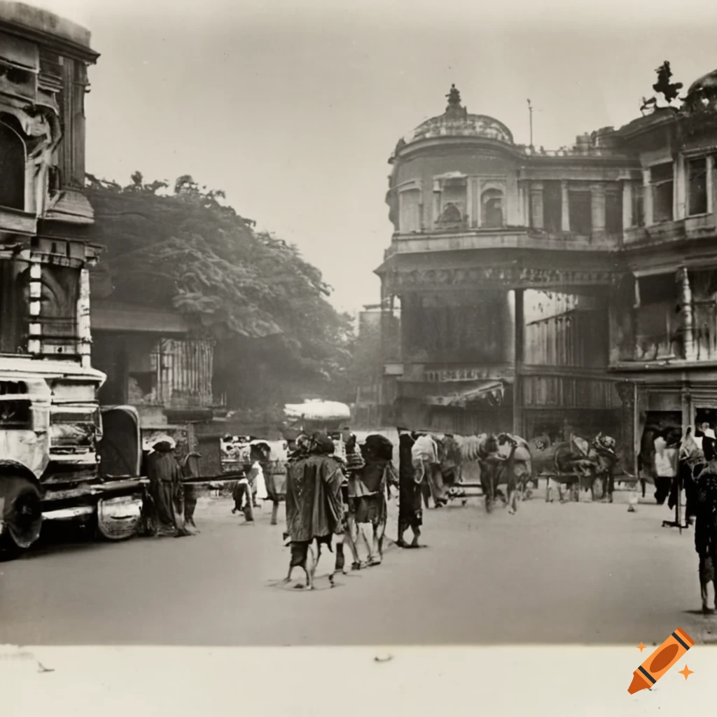 Vintage photograph of British skunk water spray truck attack on Kolkata circa 1920