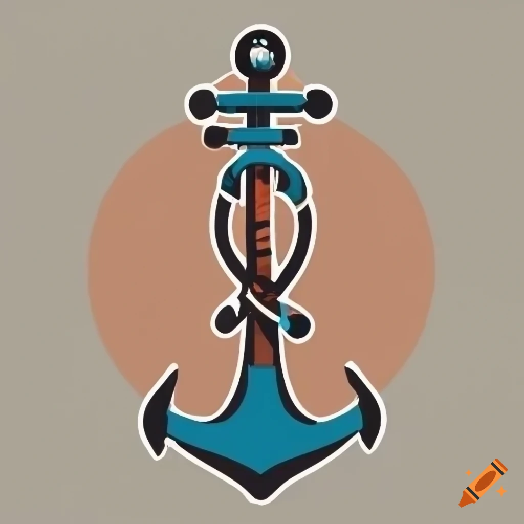 Stylized anchor guitar design in 2D