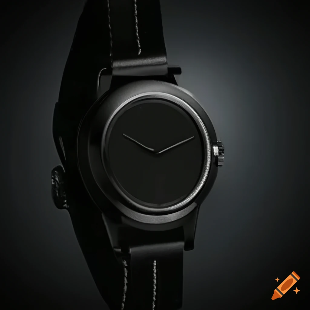 Simple black watch with time on screen and silicone strap