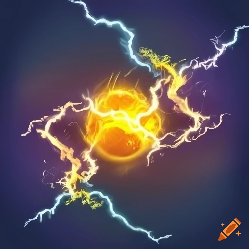 Yellow lightning ball in a fantasy art style