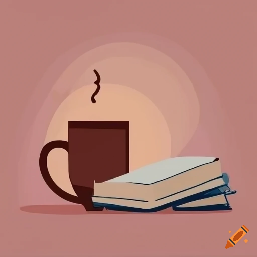 Coffee cup and book in cozy flat design setting