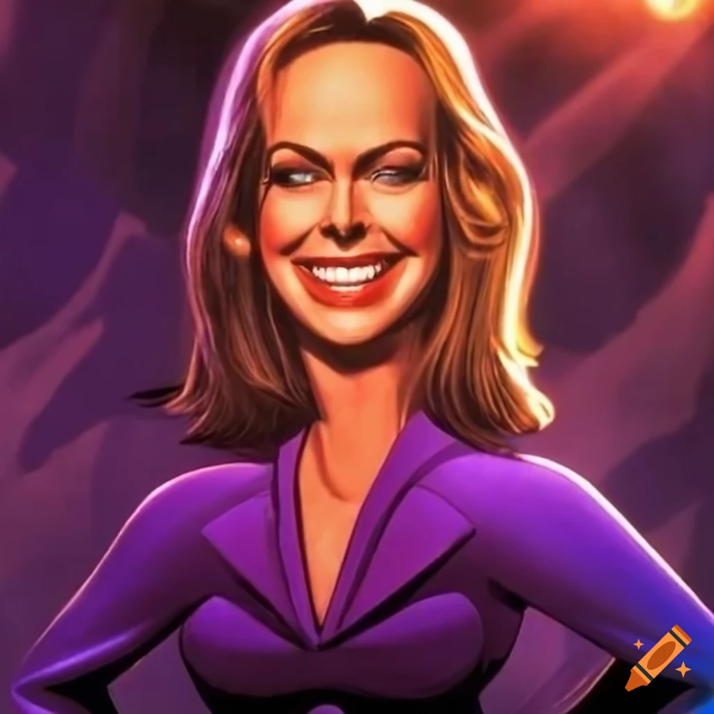 Melora Hardin in a mischievous laughter with glowing purple eyes in 1997 Animated Series