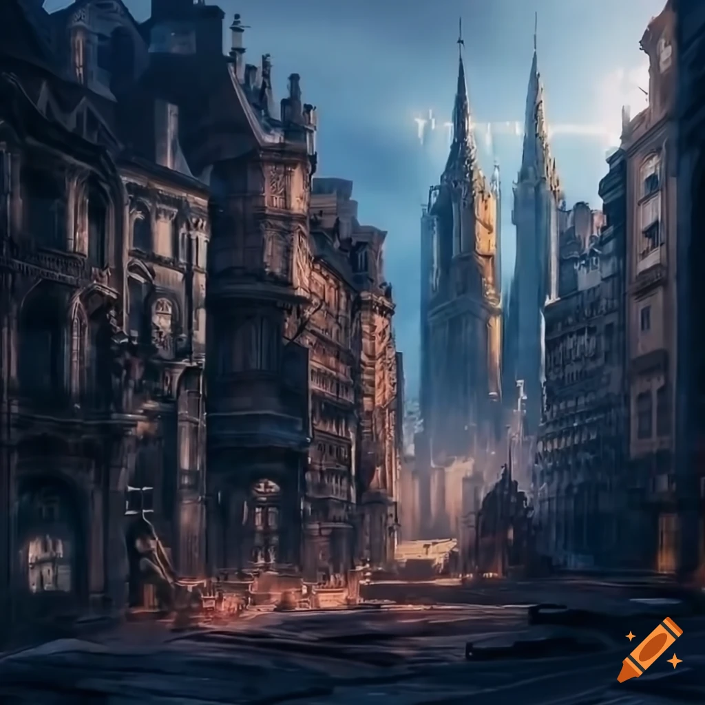 Sci-fi cityscape with gothic architecture and stunning streets in 4K ...