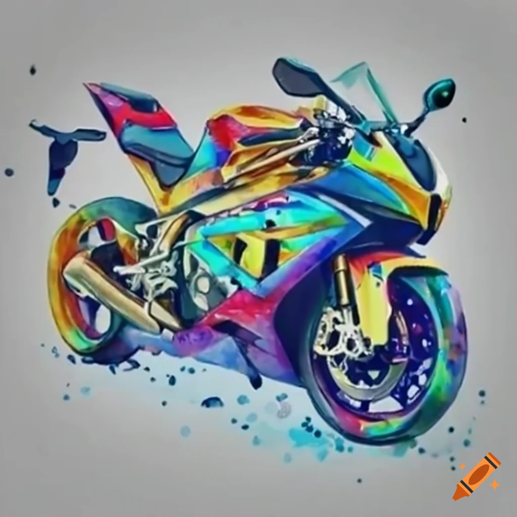 Colorful BMW S1000RR motorcycle on the road