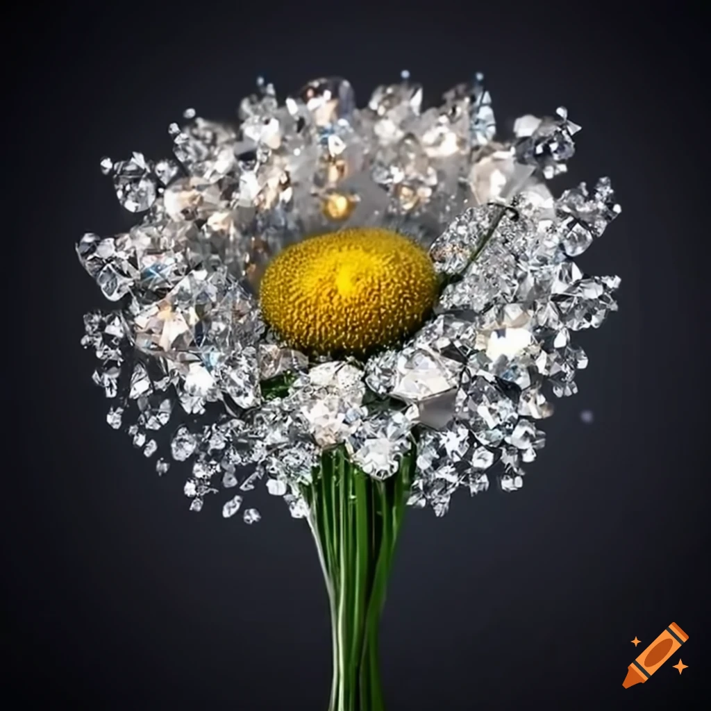 Daisy bouquet made of brilliant diamond crystals