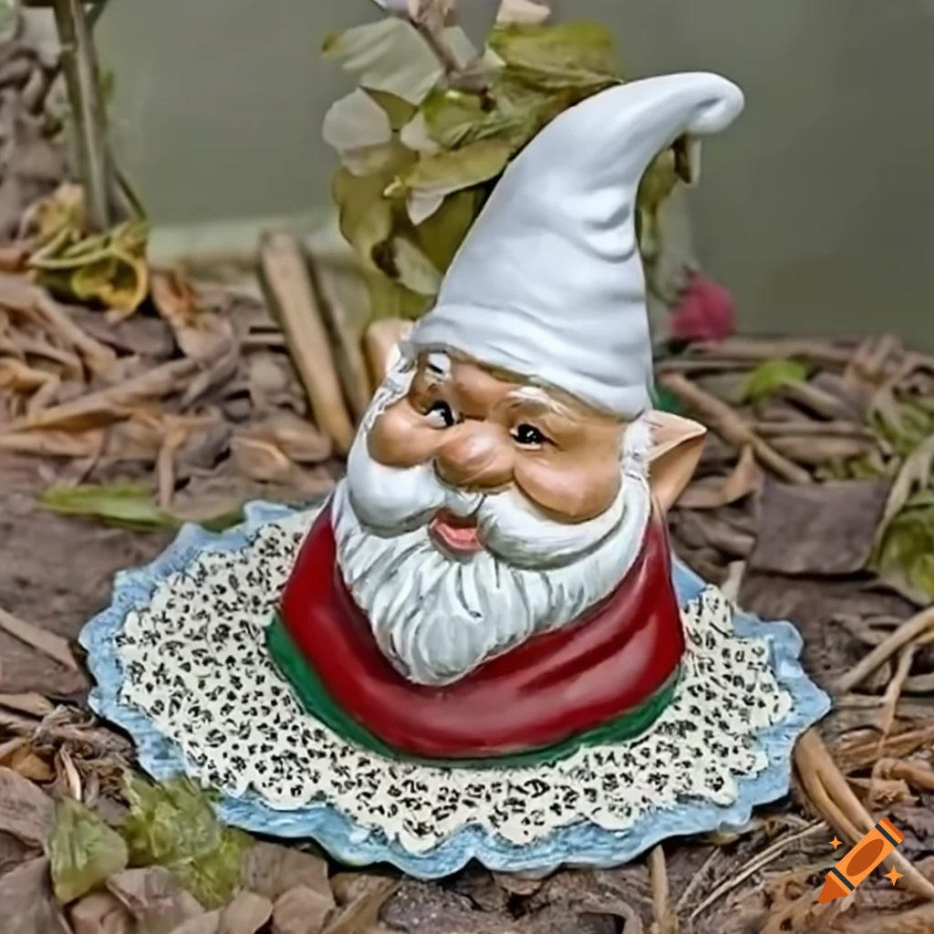 Garden gnome with a pointy white hat on Craiyon