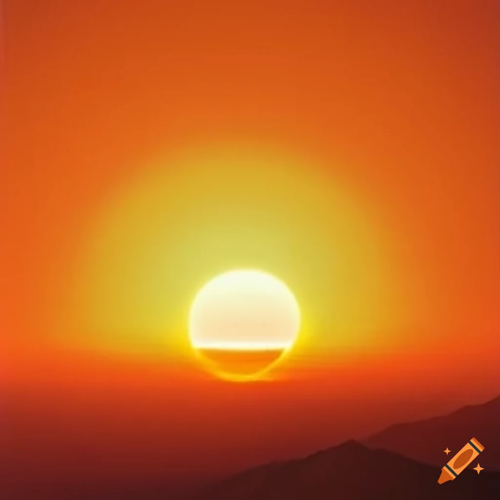 Cartoony vibrant orange sun