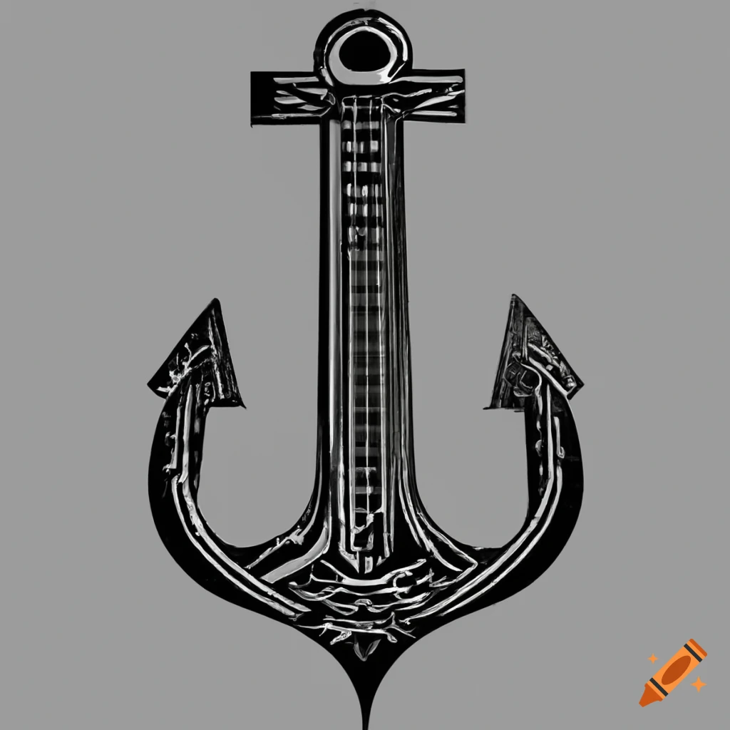 Art Deco anchor guitar design in 2D art