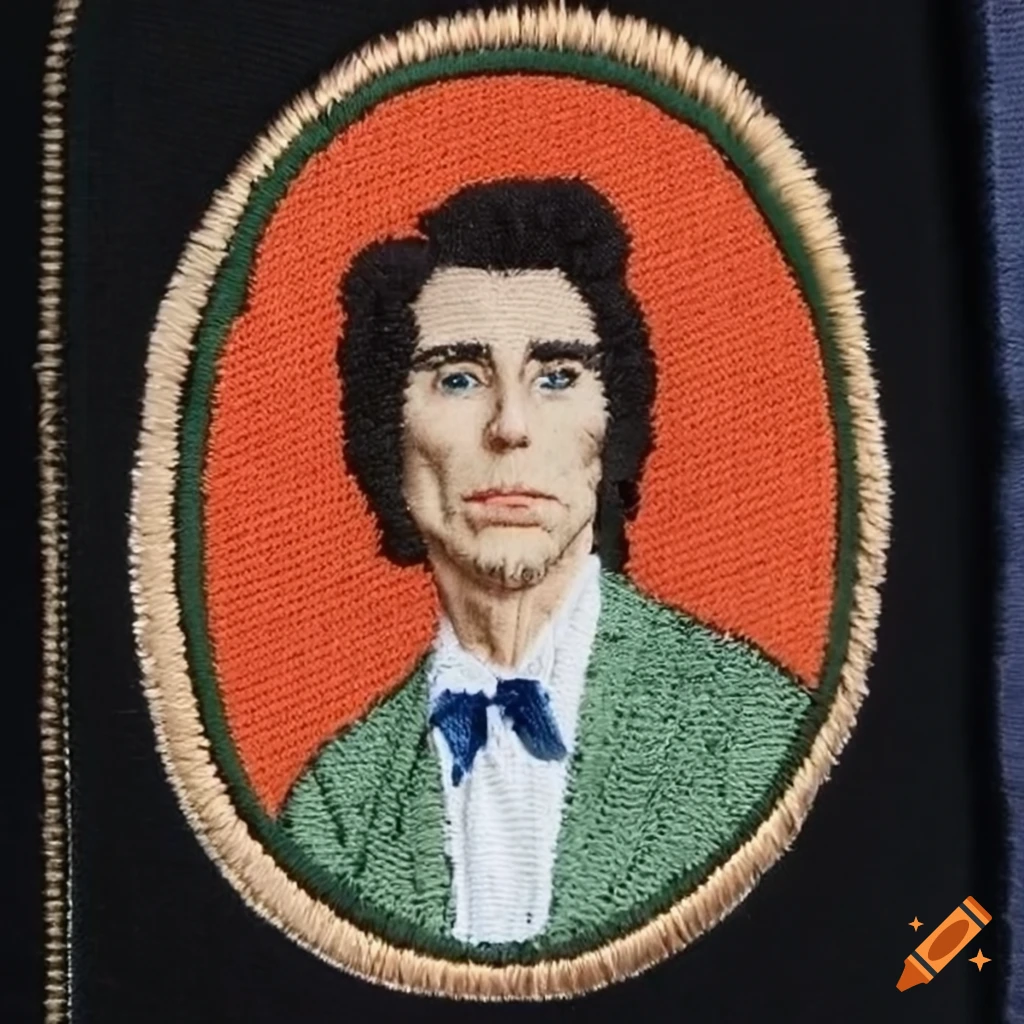 Embroidered patch featuring a portrait of Bryan Ferry in high definition from the 1970s