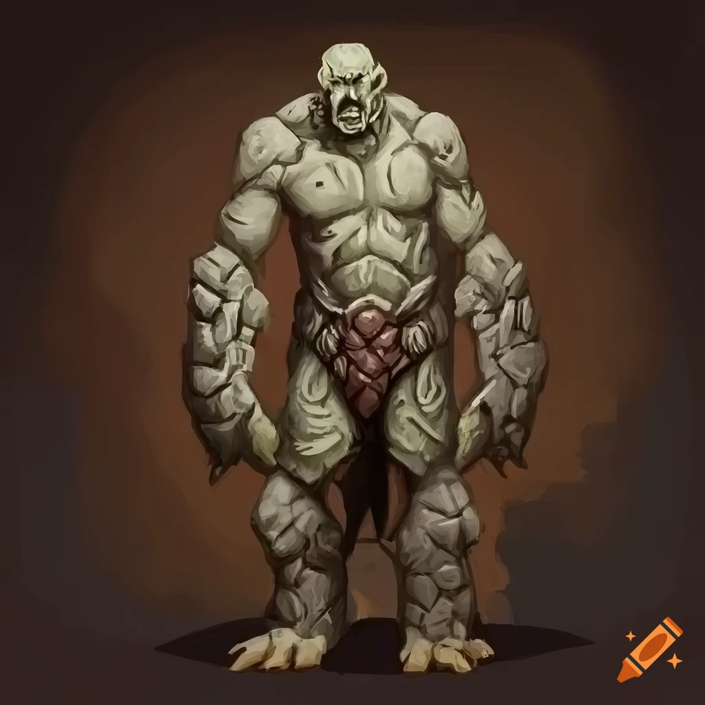 Aggressive stone golem in Dungeons and Dragons style fantasy art on Craiyon