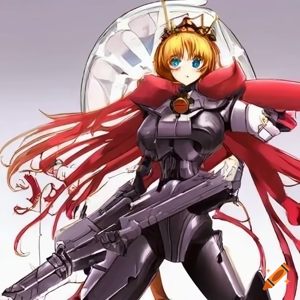 Anime queen and noble princess knights with weapons in a fantasy setting on  Craiyon, image size:1024x1024