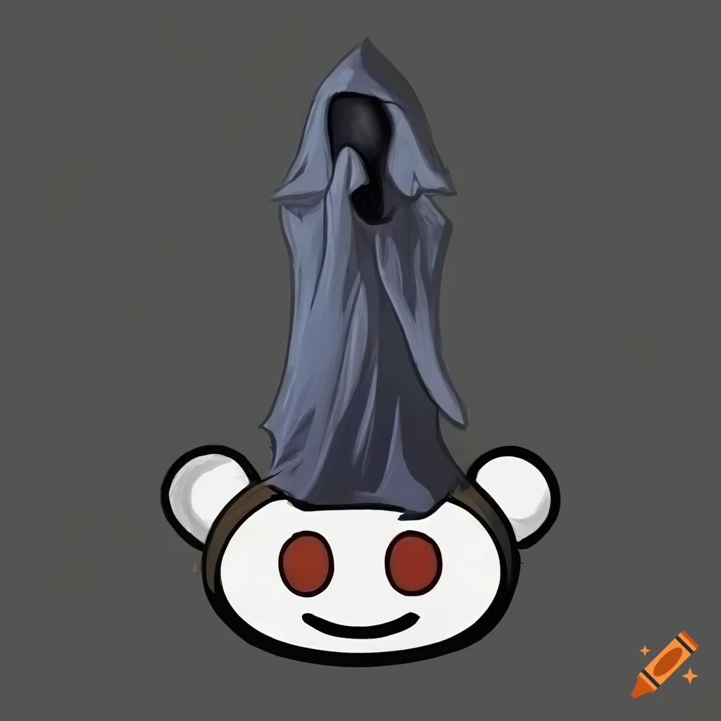 Reddit mascot meets Grim Reaper in a dark, digital landscape