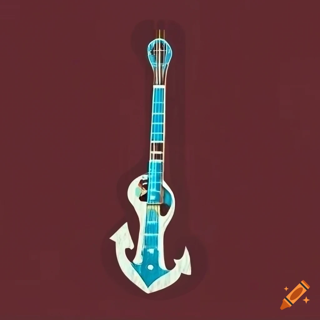Art Deco anchor guitar design in 2D art