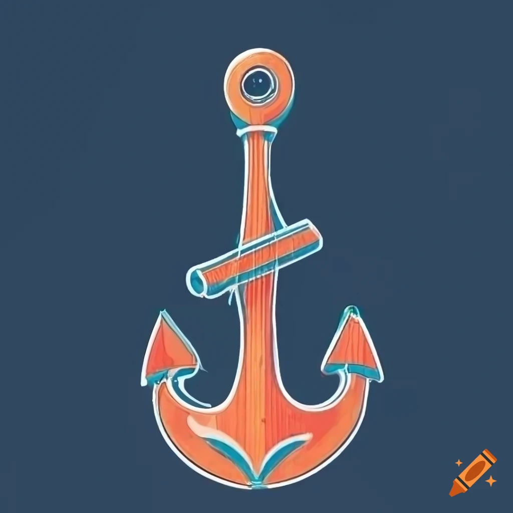 Stylized anchor guitar design in 2D