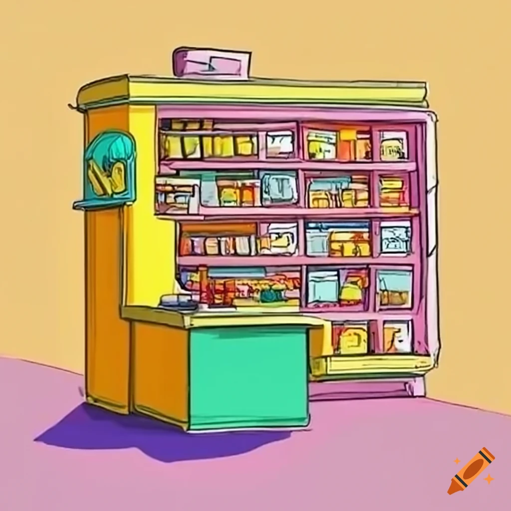 Inside Kwik-E-Mart scene inspired by The Simpsons