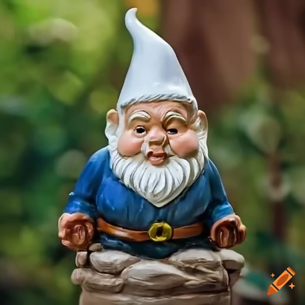 Garden gnome with a pointy white hat