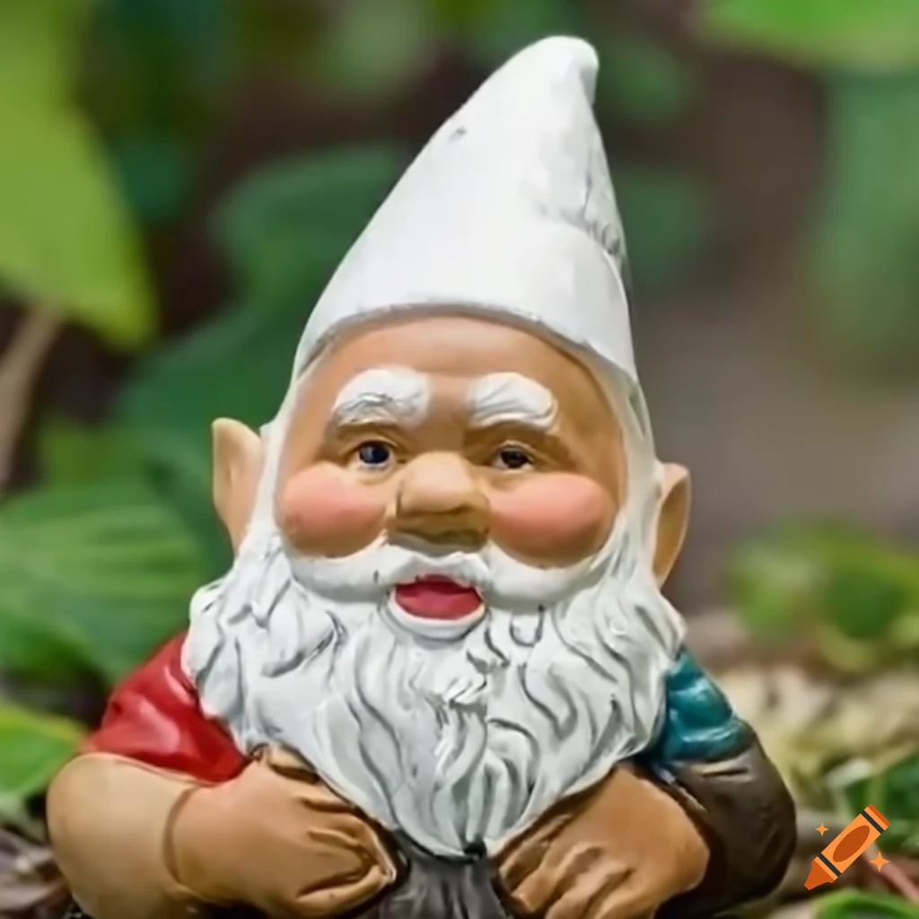 Garden gnome with pointy white hat