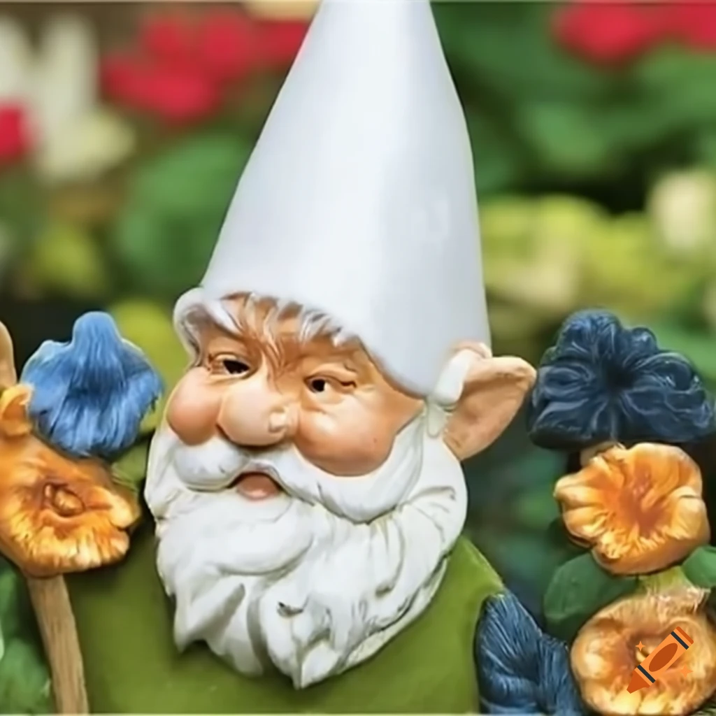 Garden gnome with a pointy white hat