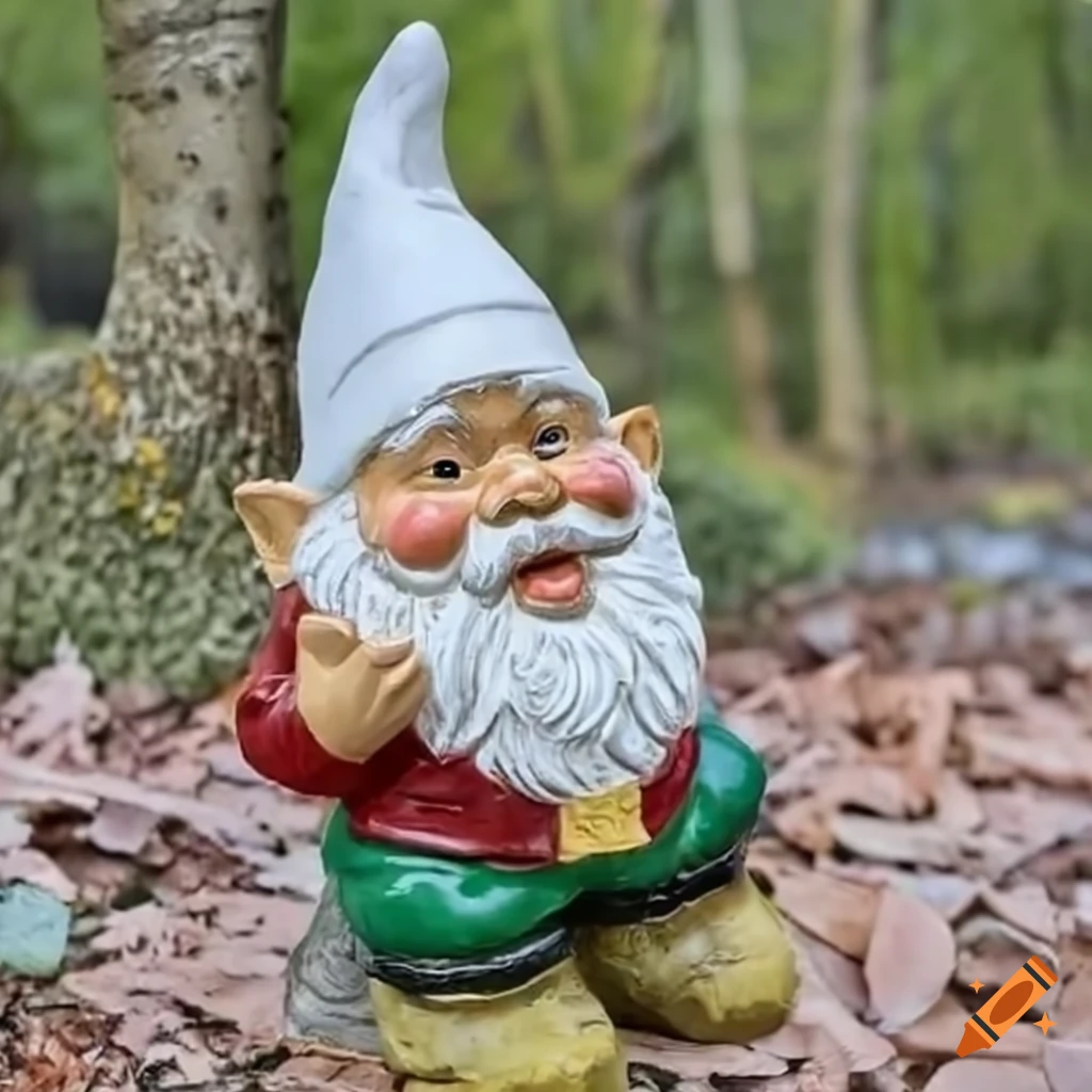 Garden gnome wearing a pointy white hood