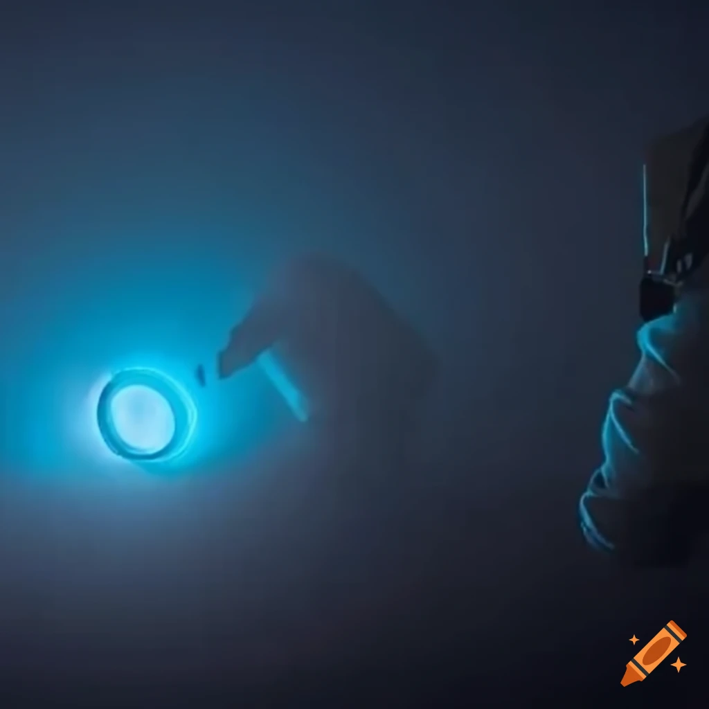 Teleport building with soft light in fog with an astronaut