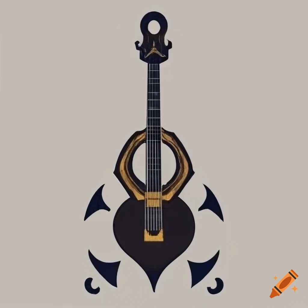 Art Deco anchor guitar design in 2D art