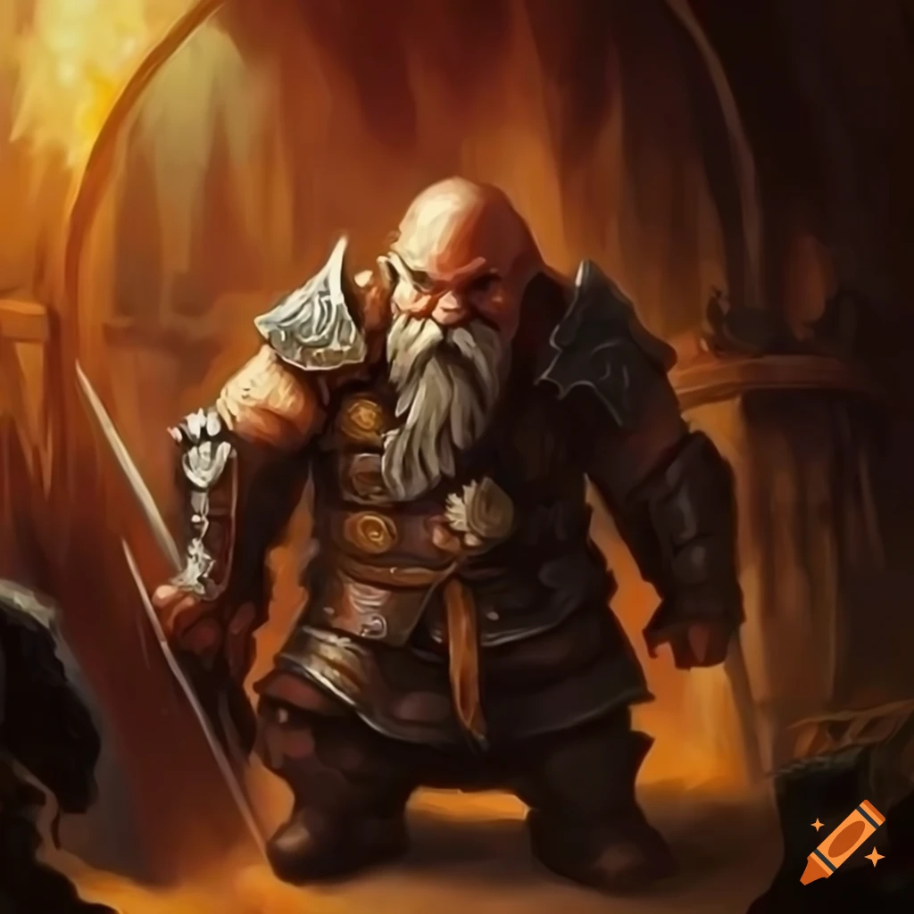 Realistic dungeons and dragons style oil painting of a dwarf warrior