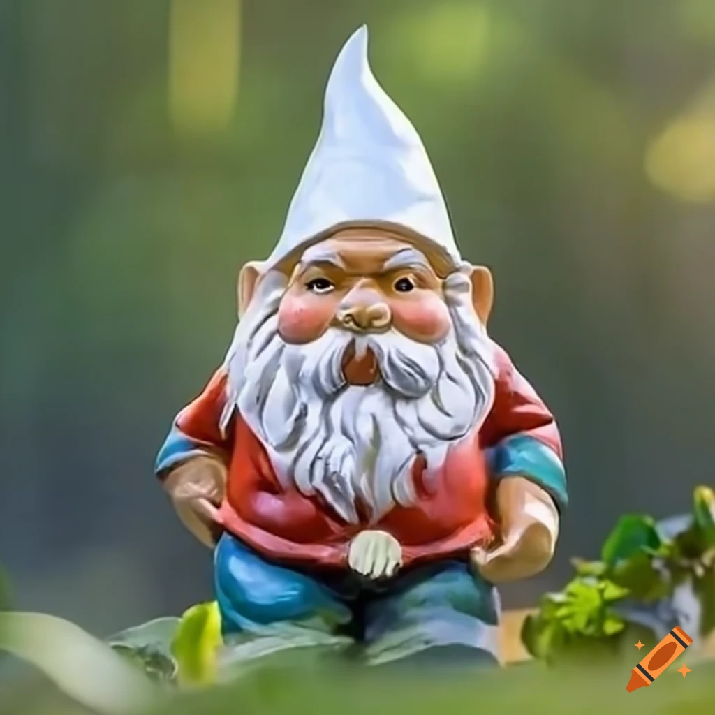 Garden gnome with a pointy white hat