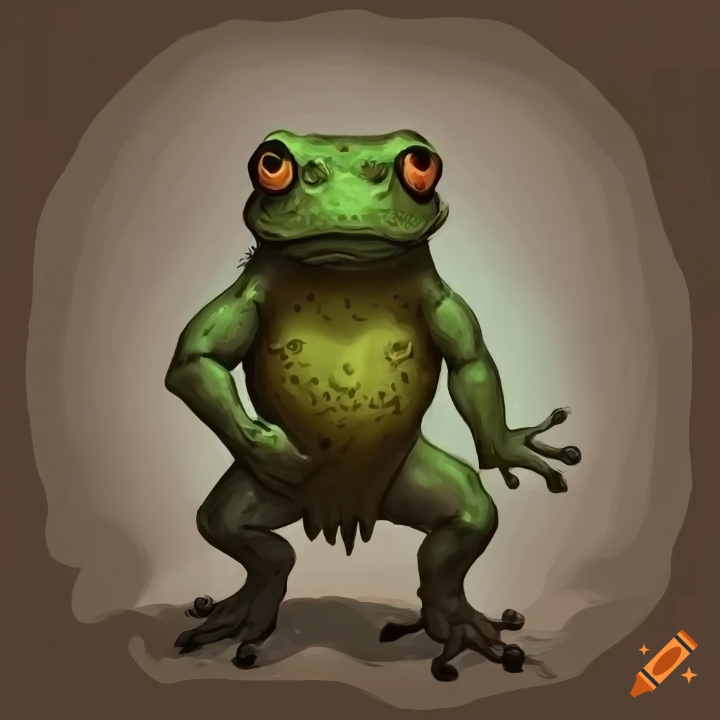 Aggressive bullfrog in a dungeons and dragons style fantasy art ...