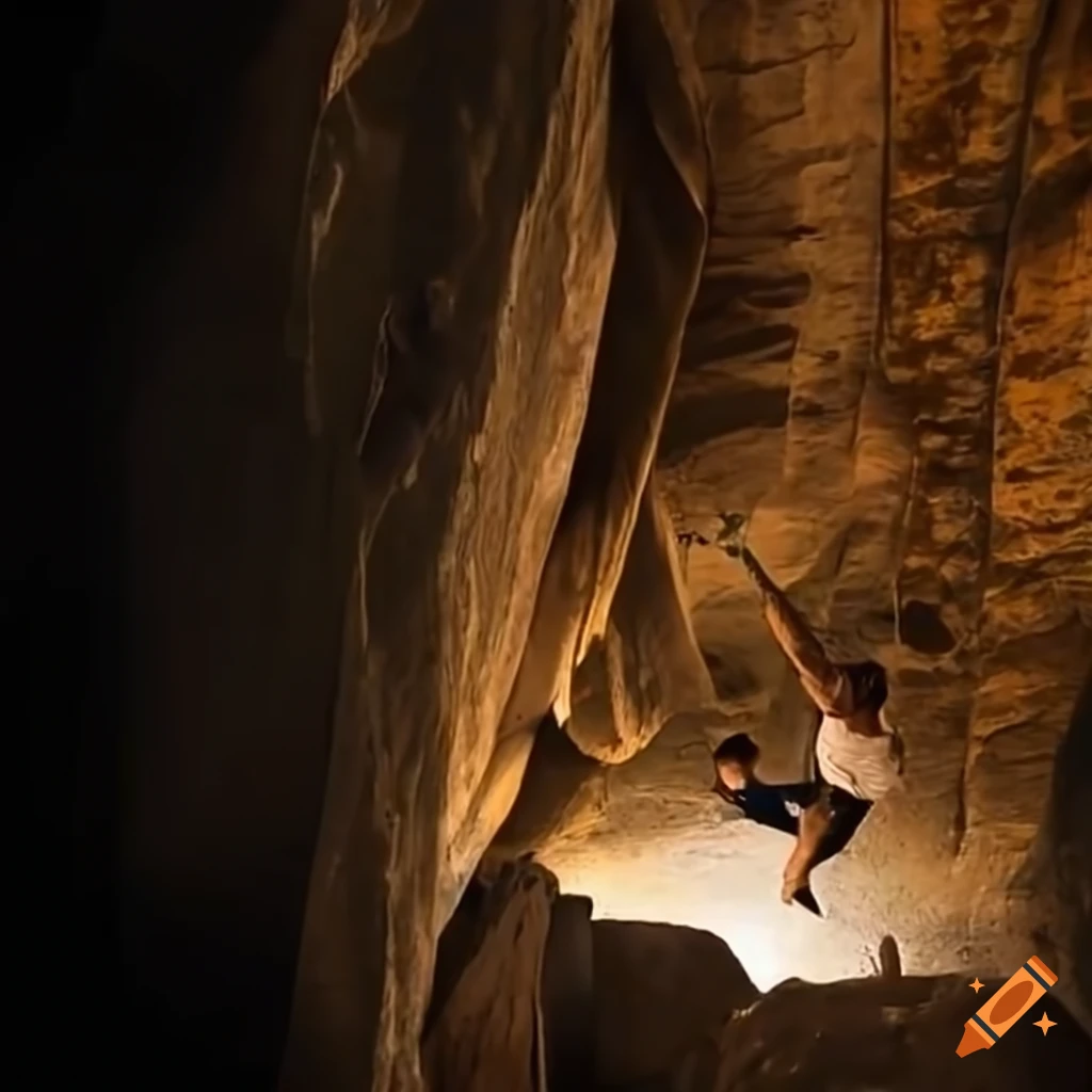 Climbers concentrating on a challenging boulder problem