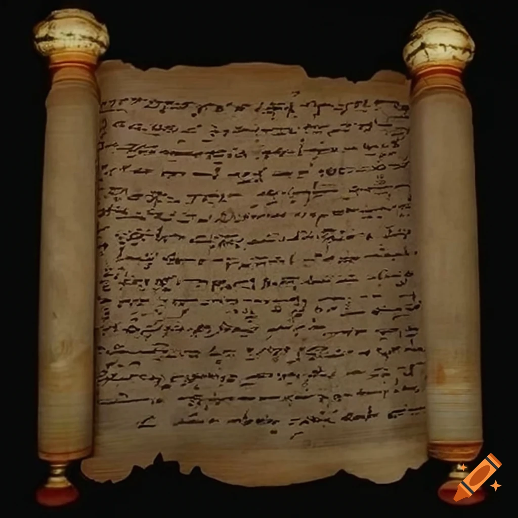 Traditional Jewish Torah scroll slightly open with Hebrew text, walnut wood handles