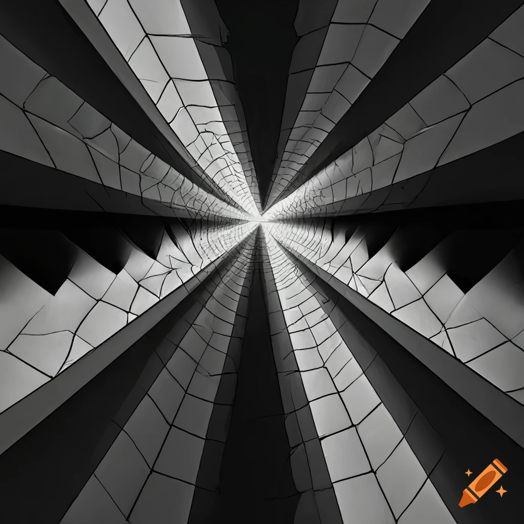 4K depiction of Penrose triangles, optical illusion in surreal white