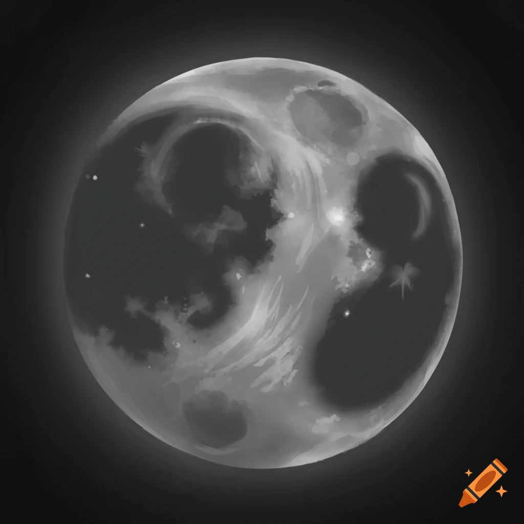 White moon on a dark grey background