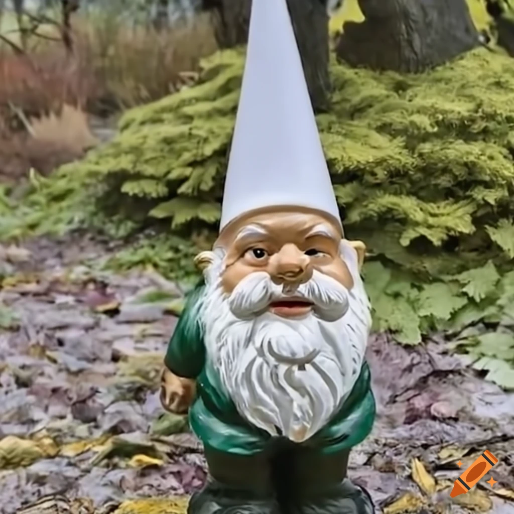 Garden gnome with a pointy white hat
