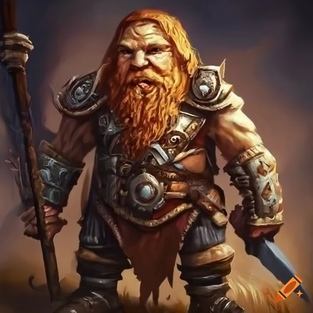 Realistic dungeons and dragons style oil painting of a dwarf warrior