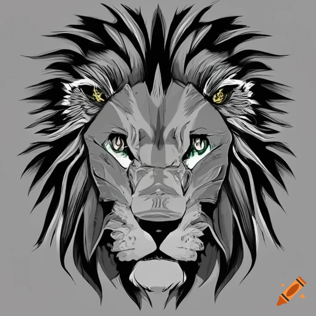 Bold side profile lion decal in black