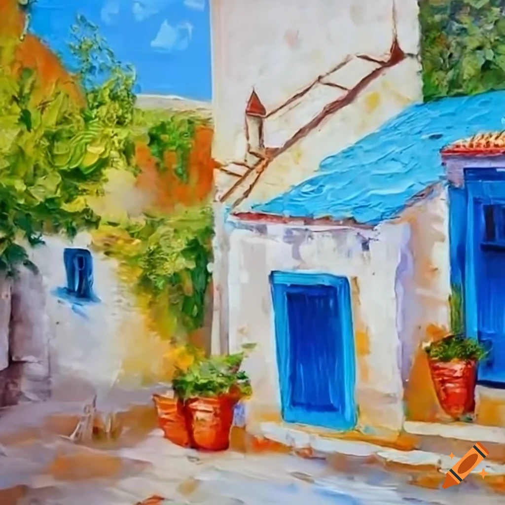 Scenic Greek village in the summer