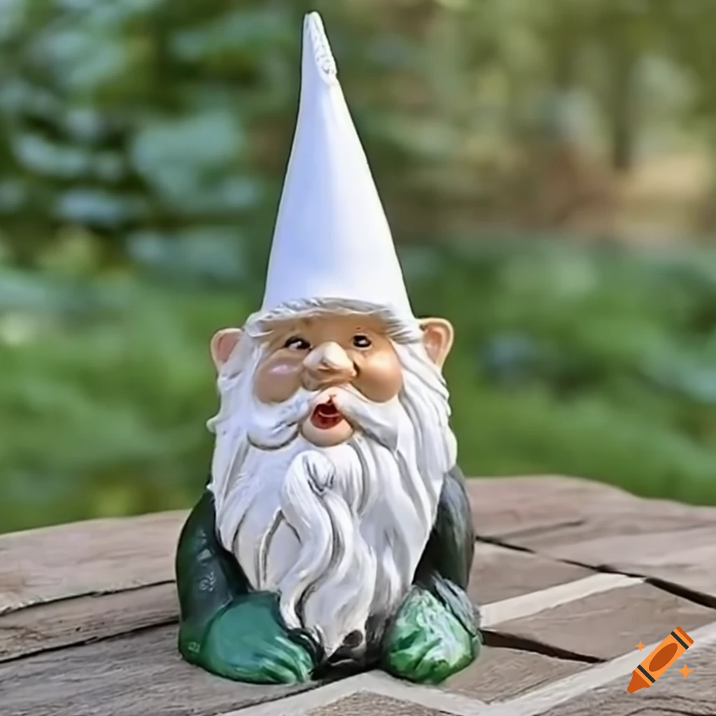 Garden gnome with a pointy white hat