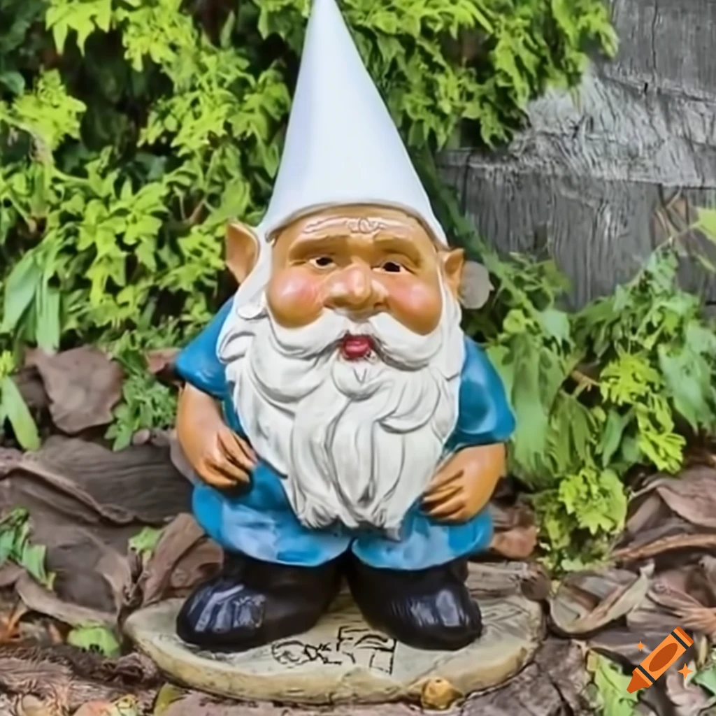Garden gnome with a pointy white hat on Craiyon